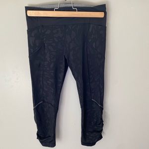 Lulu black camo cropped leggings.